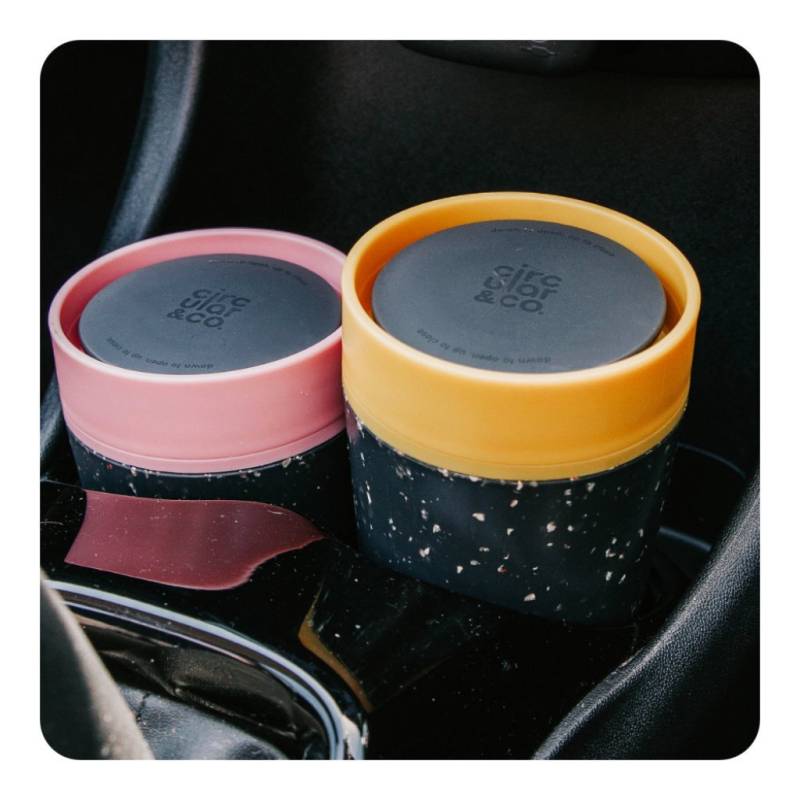 CIRCULAR CUP - ΠΟΤΗΡΙ ECO TRAVEL 12OZ ΜΑΥΡΟ/MUSTARD