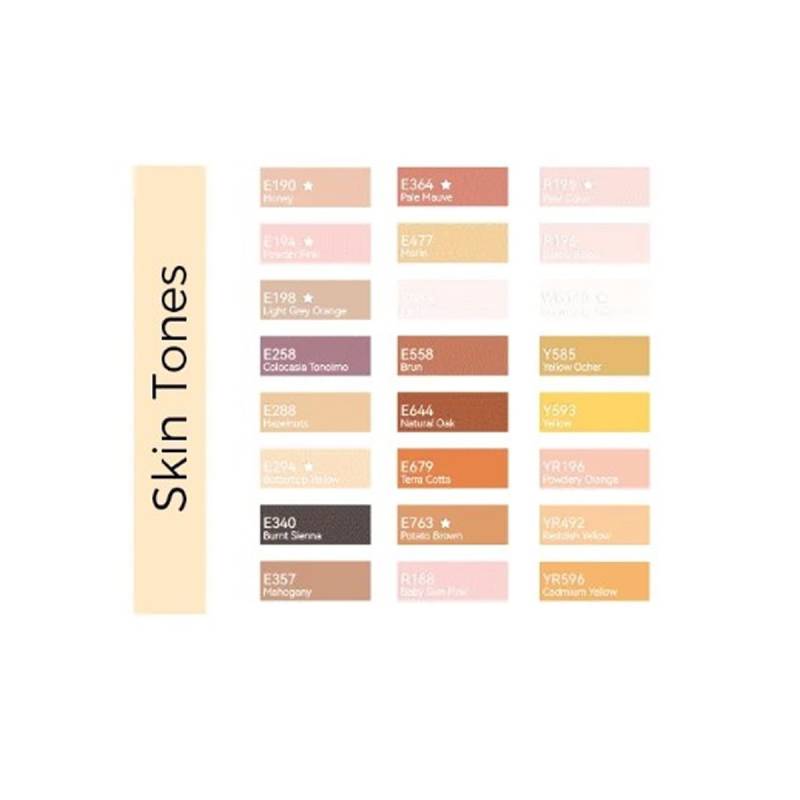 OHUHU ART MARKERS ΣΕΤ ΜΑΡΚΑΔΟΡΩΝ 24 SKIN TONES CHISEL & FINE