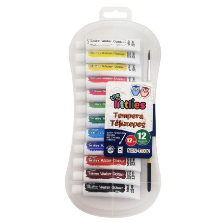 ΤΕΜΠΕΡΕΣ THE LITTLIES 12ML ΜΕ ΞΥΛΙΝΟ ΠΙΝΕΛΟ - 12 ΧΡΩΜΑΤΑ