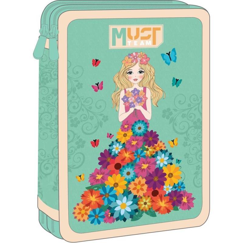 ΣΧΟΛΙΚΗ ΚΑΣΕΤΙΝΑ ΔΙΠΛΗ ΓΕΜΑΤΗ MUST TEAM FLOWER DRESS 15x5x21CM