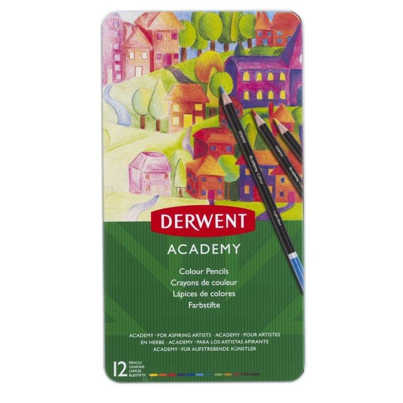 DERWENT ACADEMY ΜΕΤΑΛΛΙΚΗ ΚΑΣΕΤΙΝΑ ΜΕ 12 ΧΡΩΜΑΤΙΣΤΑ ΜΟΛΥΒΙΑ