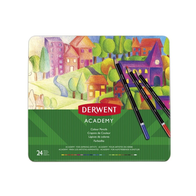 DERWENT ACADEMY ΜΕΤΑΛΛΙΚΗ ΚΑΣΕΤΙΝΑ ΜΕ 24 ΧΡΩΜΑΤΙΣΤΑ ΜΟΛΥΒΙΑ