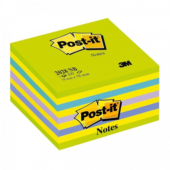 POST-IT ΑΥΤΟΚΟΛΛΗΤΑ ΧΑΡΤΑΚΙΑ 3M ΣΕ ΚΥΒΟ 76X76MM 450 ΦΥΛΛΑ - NEON ΜΠΛΕ