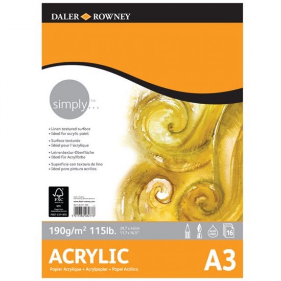 ΜΠΛΟΚ ΣΧΕΔΙΟΥ DALER ROWNEY SIMPLY ACRYLIC 190G/M2 Α3 - 16 ΦΥΛΛΑ