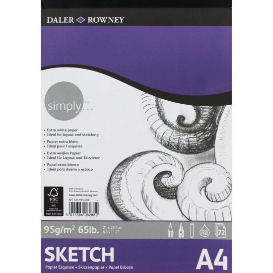 ΜΠΛΟΚ ΣΧΕΔΙΟΥ DALER ROWNEY SIMPLY PAD SKETCH 95G/M2 Α4 - 72 ΦΥΛΛΑ