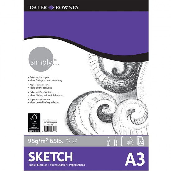 ΜΠΛΟΚ ΣΧΕΔΙΟΥ DALER ROWNEY SIMPLY SKETCH 95G/M2 Α3 - 72 ΦΥΛΛΑ