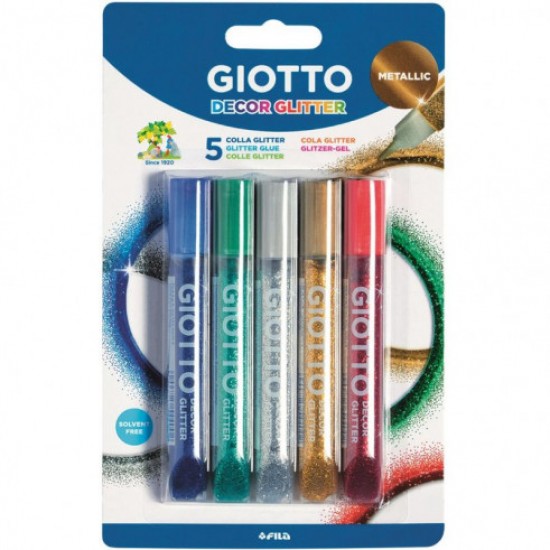 ΚΟΛΛΑ GLITTER GIOTTO METALLIC 10ML 5 ΧΡΩΜΑΤΑ