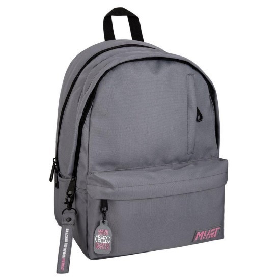 ΤΣΑΝΤΑ ΠΛΑΤΗΣ MUST TEAM MONOCHROME RPET ΓΚΡΙ 2 ΚΕΝΤΡΙΚΕΣ ΘΗΚΕΣ 32x19x42CM