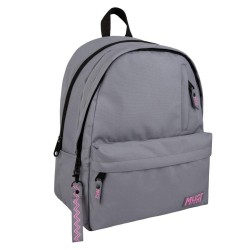 ΤΣΑΝΤΑ ΠΛΑΤΗΣ MUST TEAM MONOCHROME CLASSIC ΓΚΡΙ ΑΝΟΙΧΤΟ ΜΕ ΡΟΖ 2 ΚΕΝΤΡΙΚΕΣ ΘΗΚΕΣ 32x19x42 CM