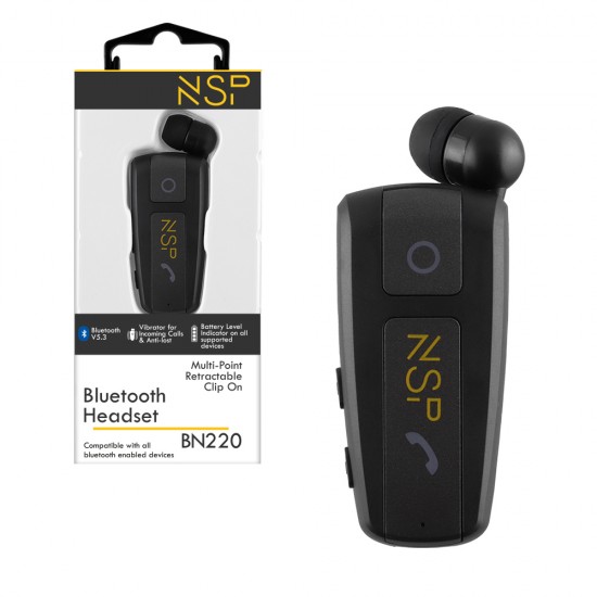 NSP BN220 IN-EAR BLUETOOTH HANDSFREE ΑΚΟΥΣΤΙΚΟ ΠΕΤΟΥ ΜΑΥΡΟ