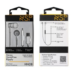NSP HANDS FREE ΜΕ ΒΥΣΜΑ USB-C ΛΕΥΚΟ