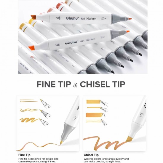 ΜΑΡΚΑΔΟΡΟΙ OHUHU OAHU ALCOHOL MARKERS ΣΕΤ - 40 ΧΡΩΜΑΤΩΝ FINE & CHISEL