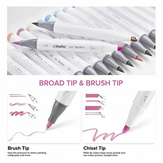 ΜΑΡΚΑΔΟΡΟΙ OHUHU HONOLULU ALCOHOL MARKERS ΣΕΤ - 48 PASTEL ΧΡΩΜΑΤΩΝ BRUSH & CHISEL