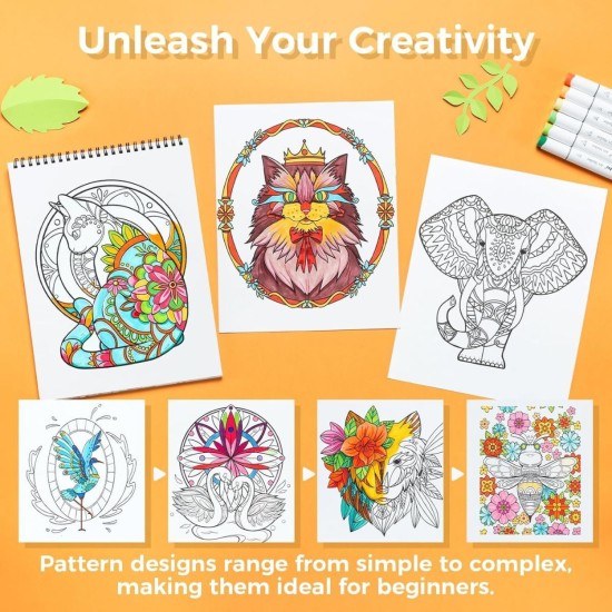 ΜΠΛΟΚ ΣΧΕΔΙΟΥ OHUHU BLEEDPROOF COLORING BOOK MANDALA & ANIMALS