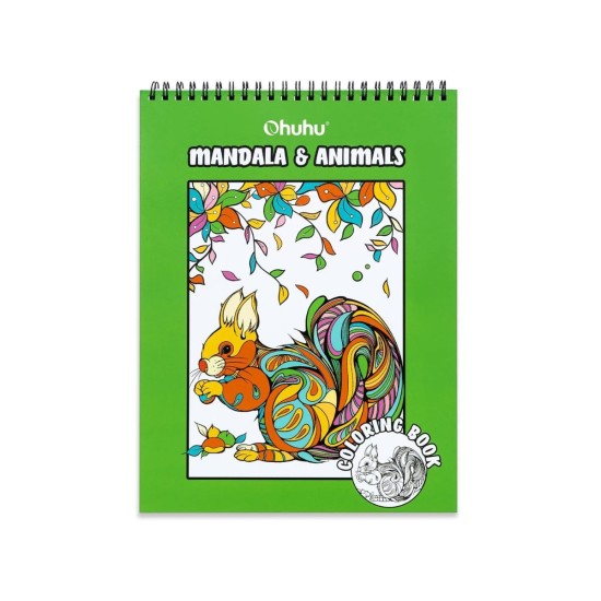 ΜΠΛΟΚ ΣΧΕΔΙΟΥ OHUHU BLEEDPROOF COLORING BOOK MANDALA & ANIMALS