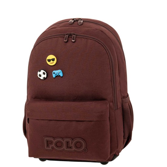 POLO PINS ΣΧΟΛΙΚΗ ΤΣΑΝΤΑ ΠΛΑΤΗΣ ΓΥΜΝΑΣΙΟΥ - ΛΥΚΕΙΟΥ ΜΕ ΘΗΚΗ ΓΙΑ ΠΑΓΟΥΡΙ 20LT 30x22x44CM