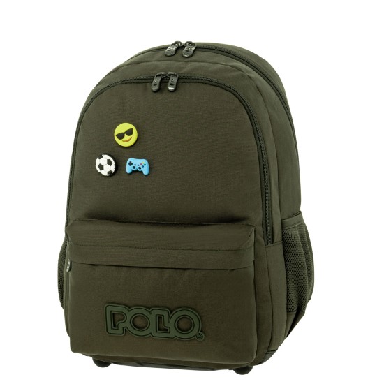 POLO PINS ΣΧΟΛΙΚΗ ΤΣΑΝΤΑ ΠΛΑΤΗΣ ΓΥΜΝΑΣΙΟΥ - ΛΥΚΕΙΟΥ ΜΕ ΘΗΚΗ ΓΙΑ ΠΑΓΟΥΡΙ 20LT 30x22x44CM