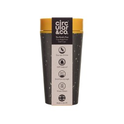 CIRCULAR CUP - ΠΟΤΗΡΙ ECO TRAVEL 12OZ ΜΑΥΡΟ/MUSTARD