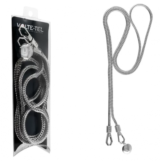 VOLTE-TEL NECK STRAP – ΑΛΥΣΙΔΑ ΛΑΙΜΟΥ 120cm ΓΙΑ ΘΗΚΕΣ SILVER