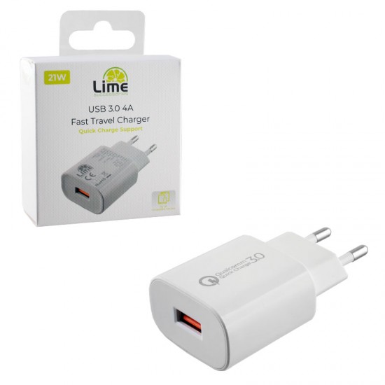 USB 3.0 FAST TRAVEL CHARGER 21W 4000mA ΛΕΥΚΟ