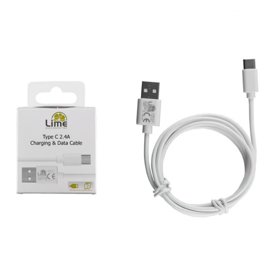 LIME TYPE C USB 2.4A ΦΟΡΤΙΣΗΣ-DATA 1m L01 WHITE